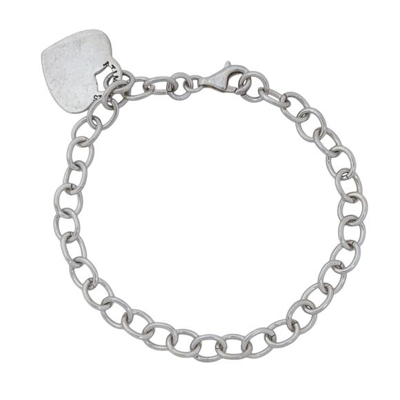 Estate Sterling Silver 925 Heart Charm Link Bracelet 7" - Picture 3 of 7